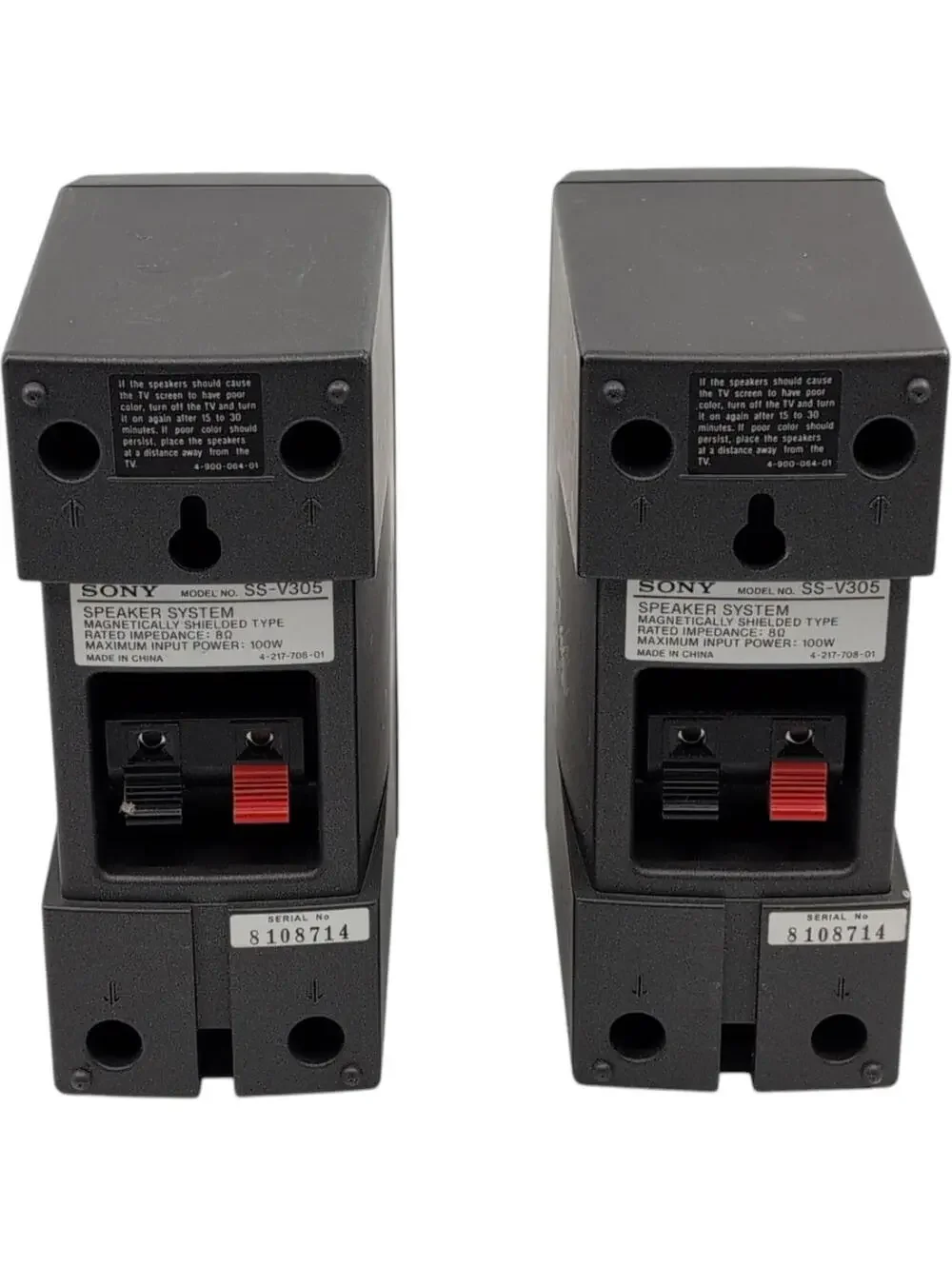 Sony SS-V305 Satellite Speakers Pair 8 Ohm 100W Max Magnetically Shielded Black